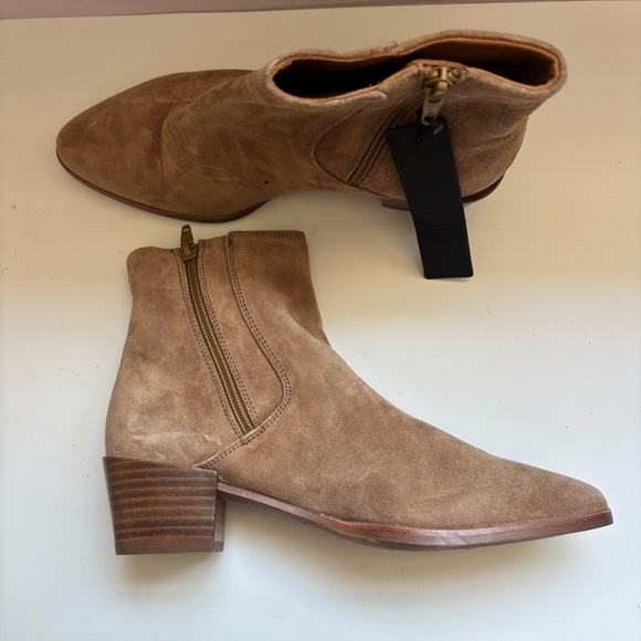 RAG & BONE Rover Zip Mid Heel Booties ALMOND Block Sz 38.5/8.5 - Picture 4 of 8